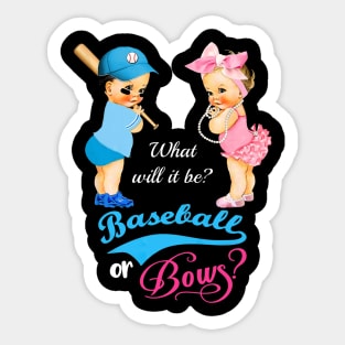 Cute Baseball or Bows Gender Reveal Sticker